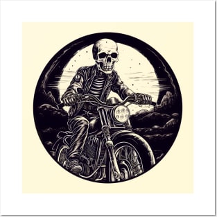 Cool Skeleton Motorcycle Posters and Art
